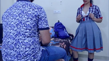 Schoool girl Priya changed uniform ahead of elder but he changed his mind on sexy figure in clear hindi voice