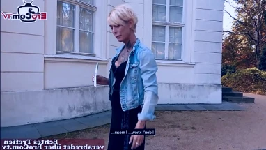 German blonde skinny tattoo Milf at EroCom Date Blinddate public pick up and POV fuck