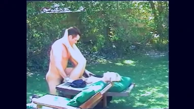 Cute blondie enjoys her wet pussy fucked hard by a huge dick outdoors