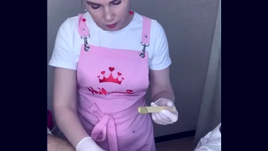Russian hottest depilation mistress SugarNadya shows how to do Deep Bikini Men How to wax a penis