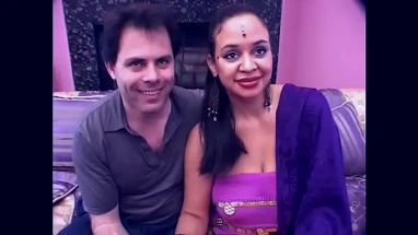 Indian skank sucks a white cock then gets her pussy stuffed by dark stud's dick