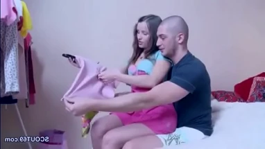 Skinny sister want to be pregnant and Step-Bro Helps