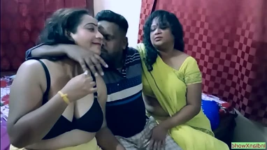 Indian Bengali boy getting scared to fuck two milf bhabhi !! Best erotic threesome sex